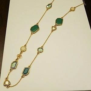 Long green stone necklace